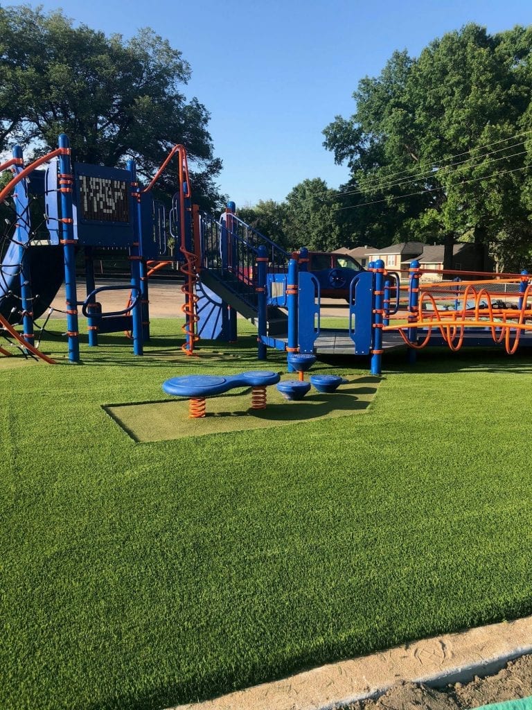 Artificial grass playground installed by SYNLawn
