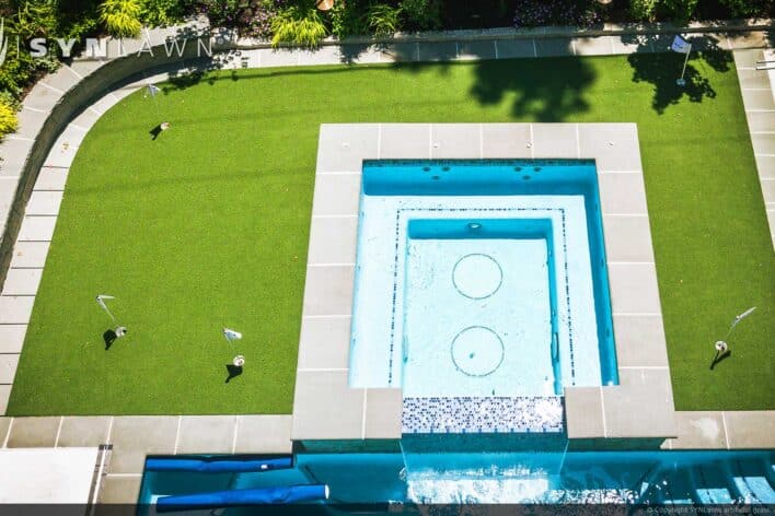 image of SYNLawn Honolulu HI residential artificial grass for backyard putting greens and pools