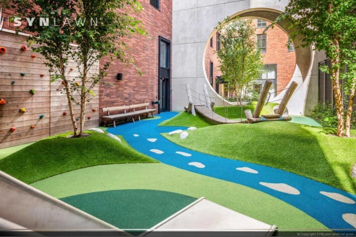 image of SYNLawn Honolulu HI roof rooftop artificial turf play maze